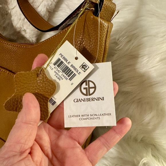 Giani Bernini Tan Shoulder Bag with Pebbled Leather - Picture 3 of 7